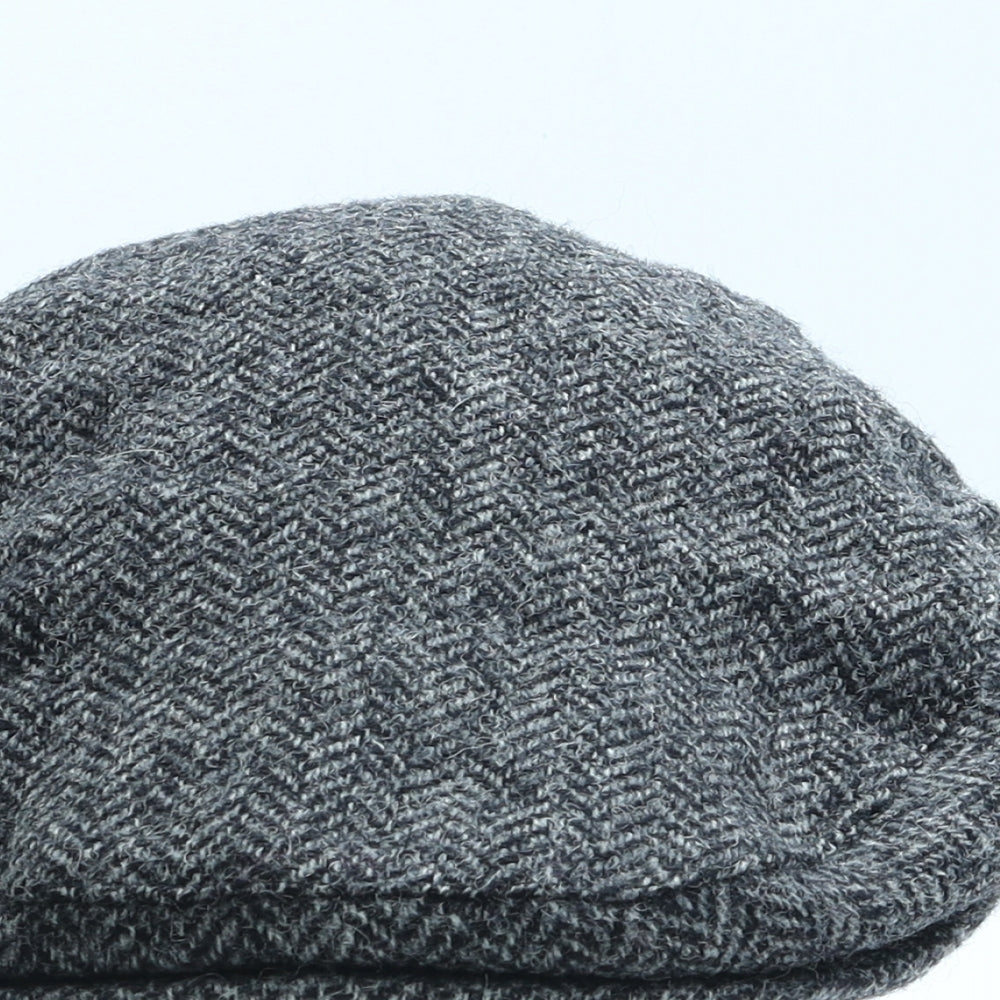 Moon Mens Grey Herringbone Acrylic Flat Cap One Size