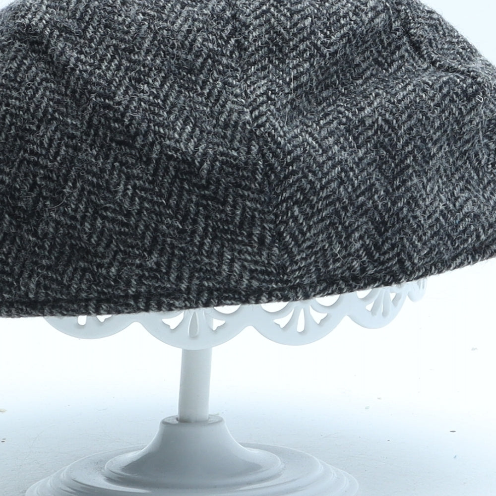 Moon Mens Grey Herringbone Acrylic Flat Cap One Size