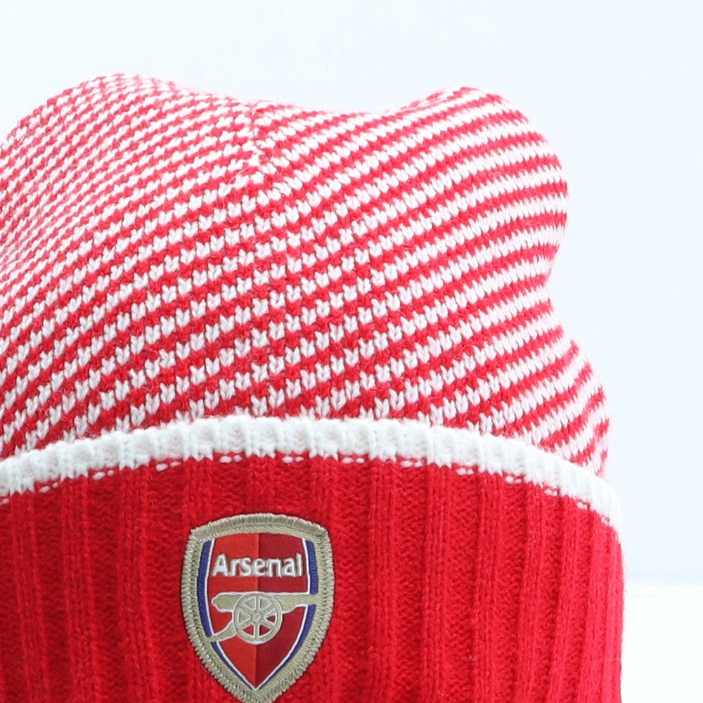 Arsenal Mens Red Striped Acrylic Beanie One Size