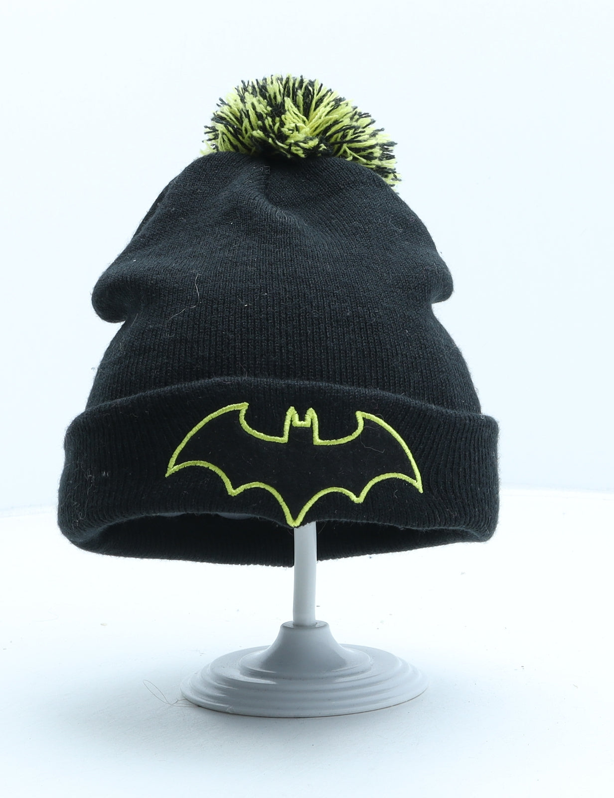 Primark Boys Black Acrylic Bobble Hat Size M - Batman