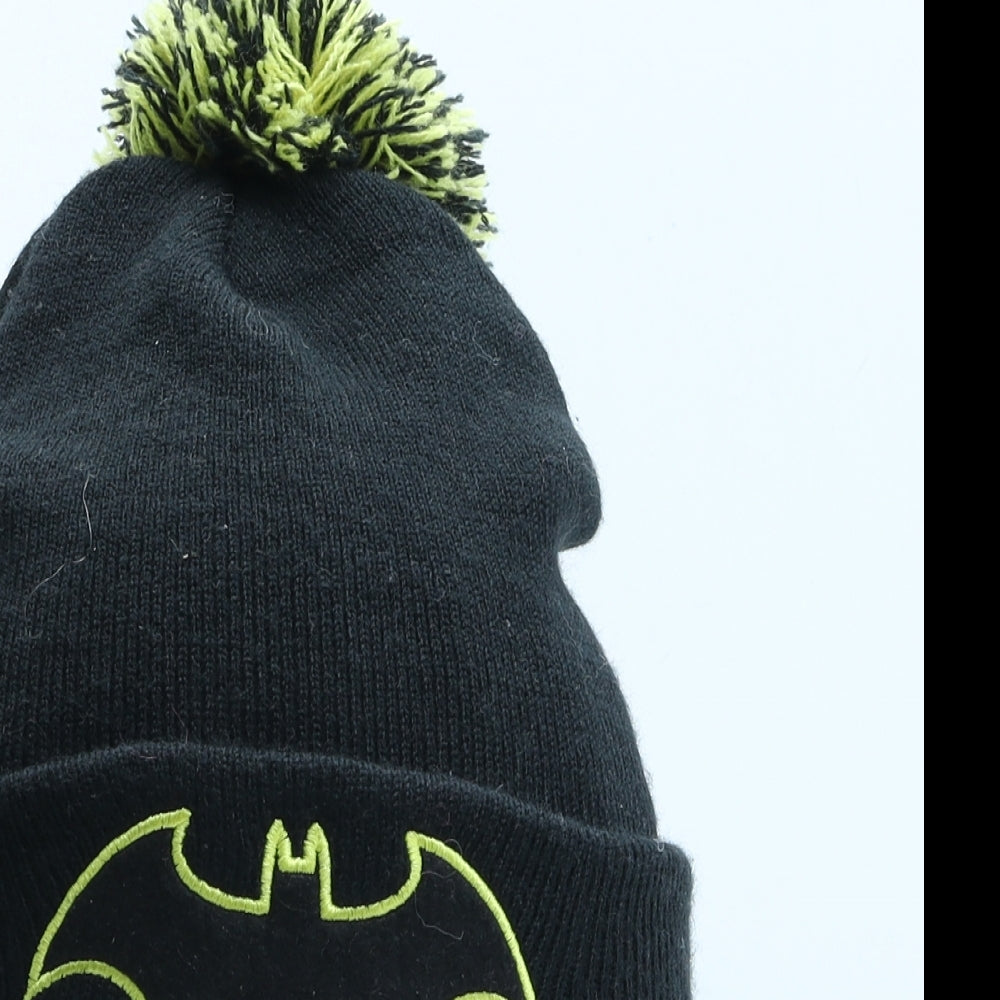 Primark Boys Black Acrylic Bobble Hat Size M - Batman