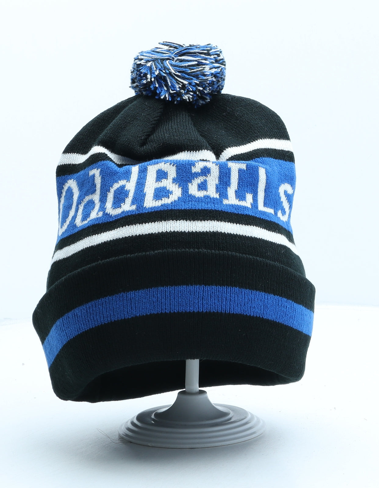 Oddballs Mens Black Striped Acrylic Beanie One Size