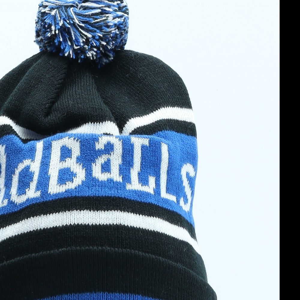 Oddballs Mens Black Striped Acrylic Beanie One Size