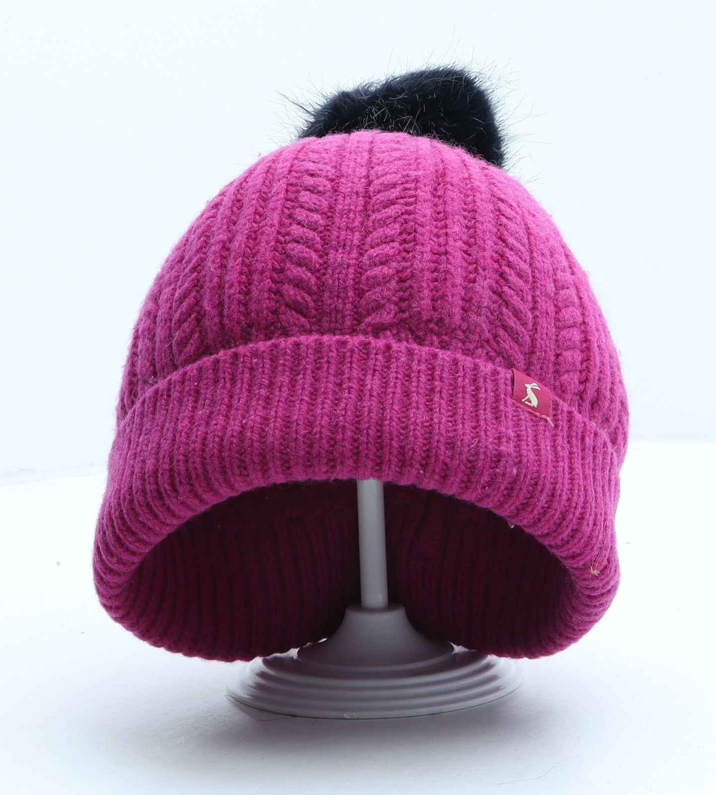 Joules Womens Purple Wool Bobble Hat One Size
