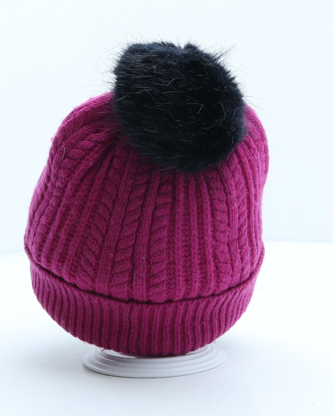 Joules Womens Purple Wool Bobble Hat One Size