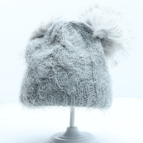 Primark Girls Grey Acrylic Bobble Hat One Size