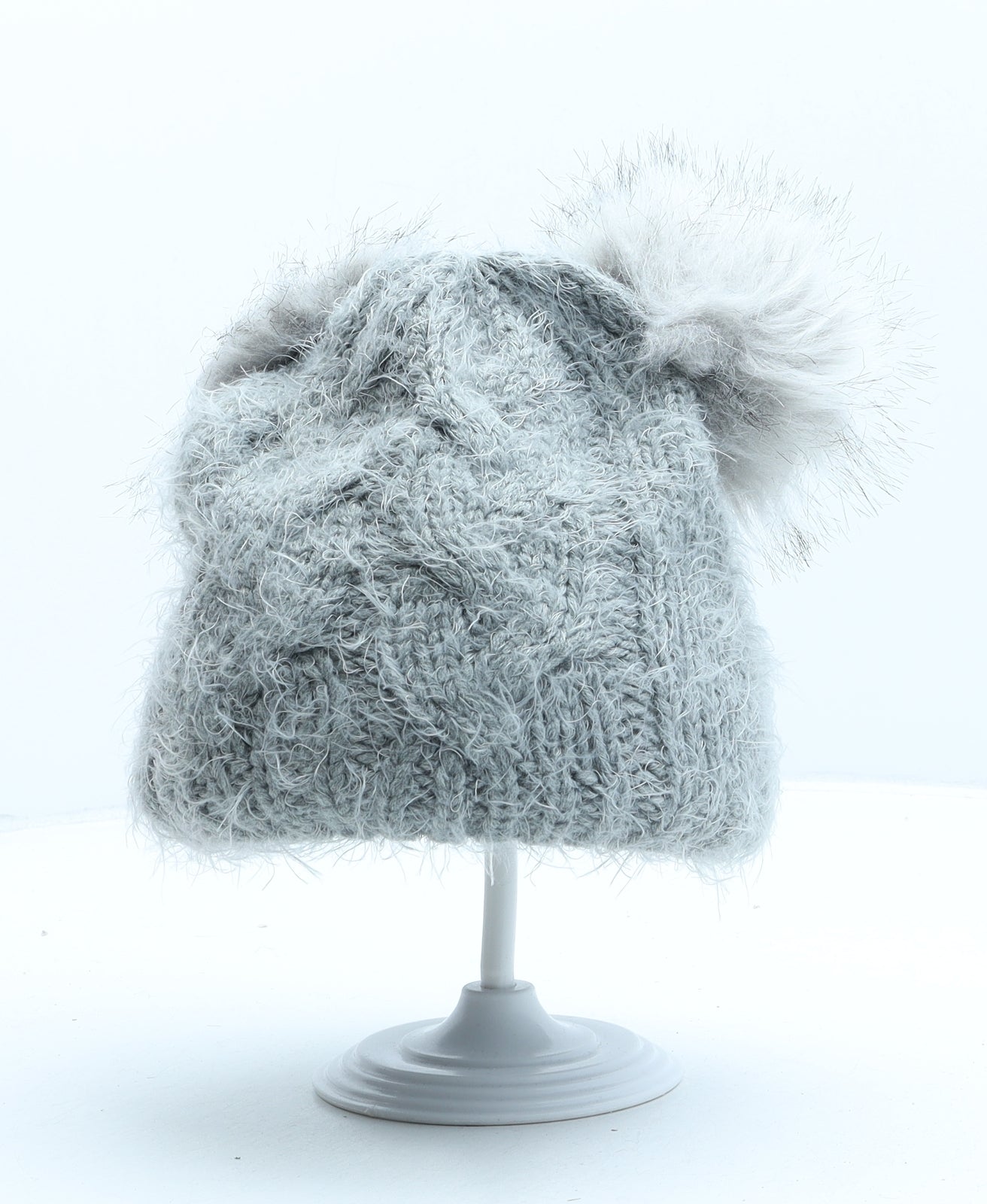Primark Girls Grey Acrylic Bobble Hat One Size