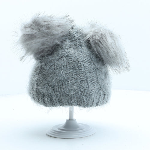 Primark Girls Grey Acrylic Bobble Hat One Size