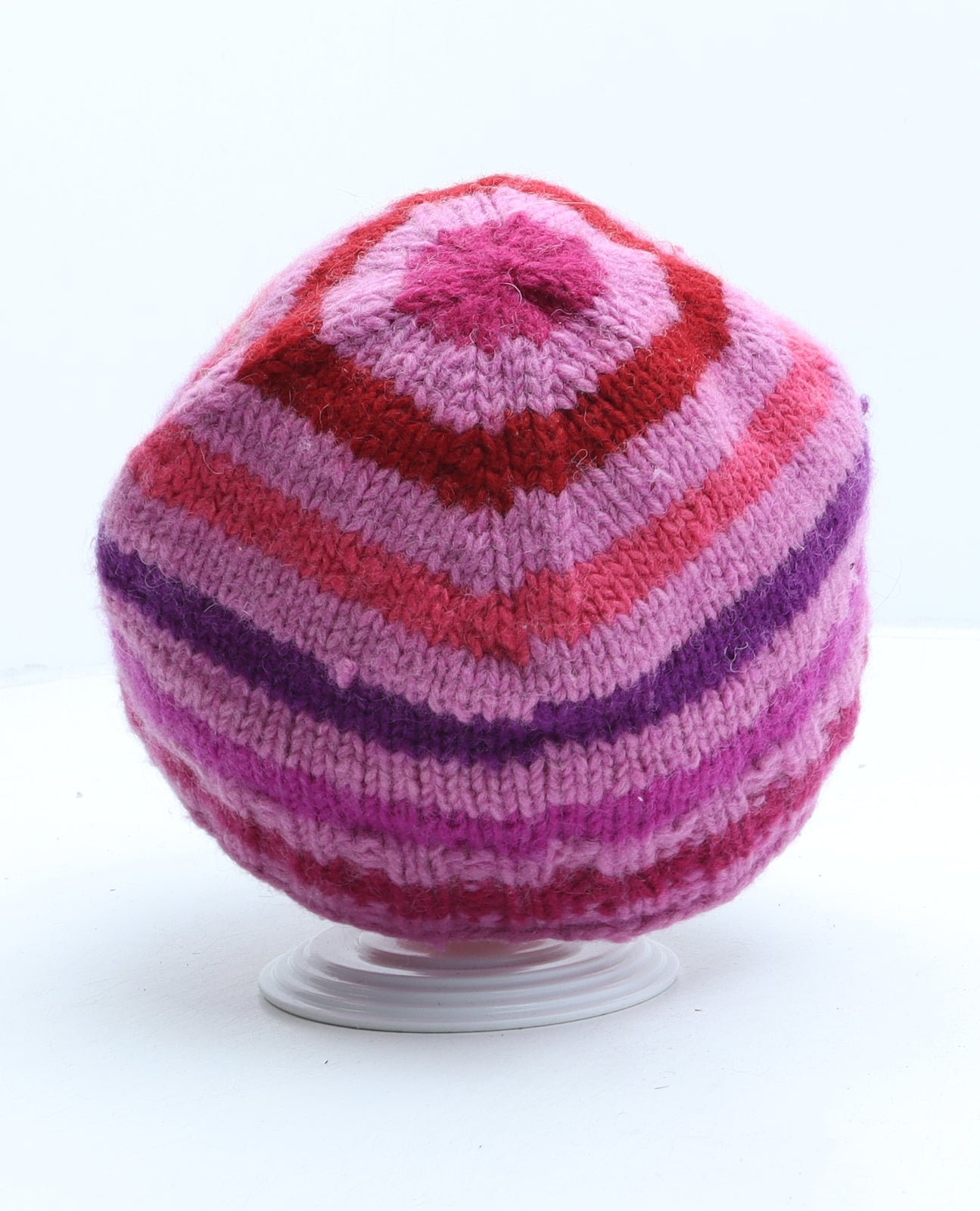Kusan Womens Purple Striped Wool Beanie One Size