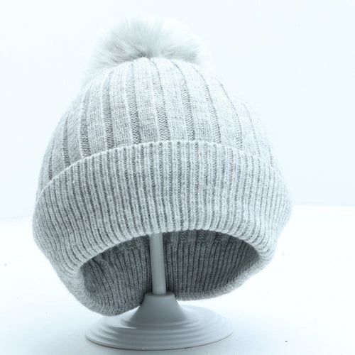 Primark Girls Grey Viscose Bobble Hat One Size
