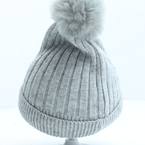 Primark Girls Grey Viscose Bobble Hat One Size