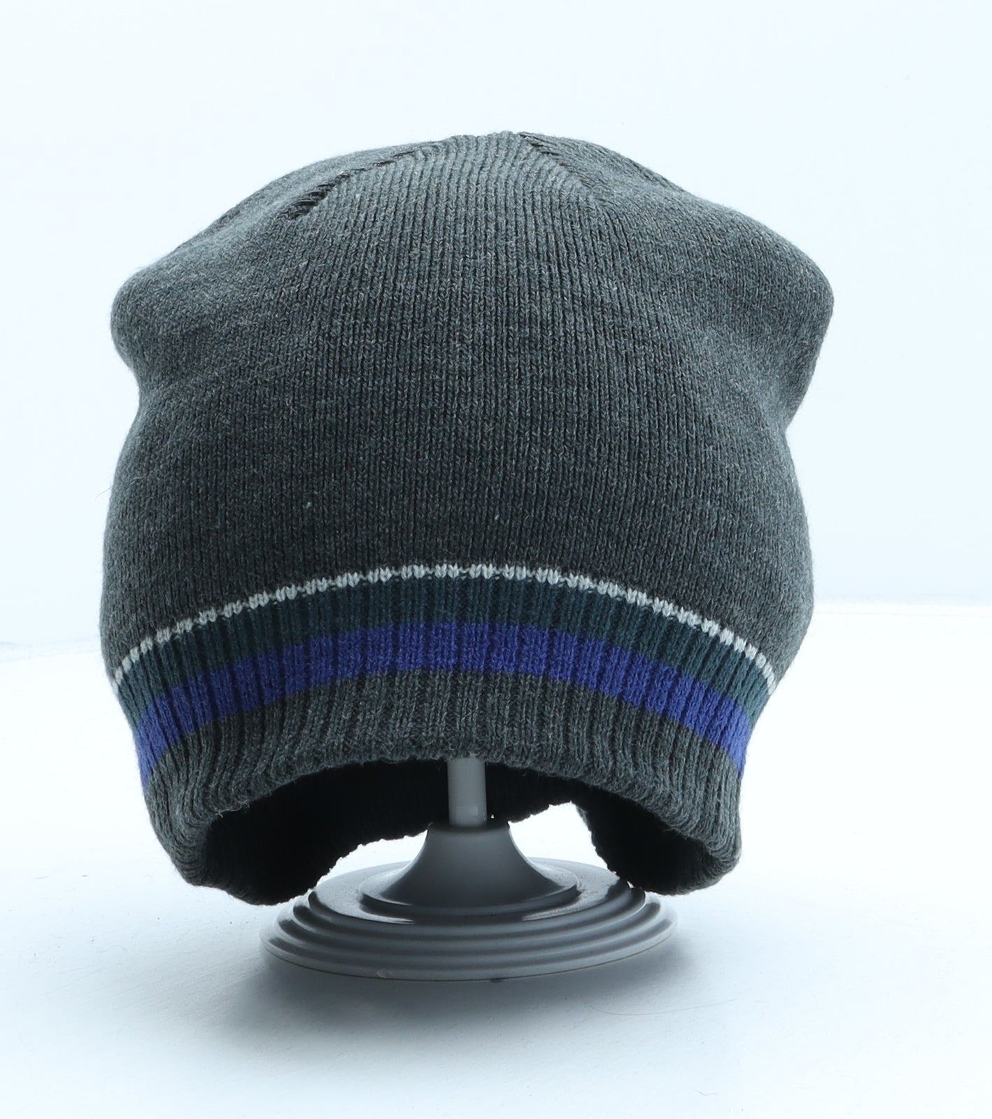 Debenhams Mens Grey Striped Acrylic Beanie One Size