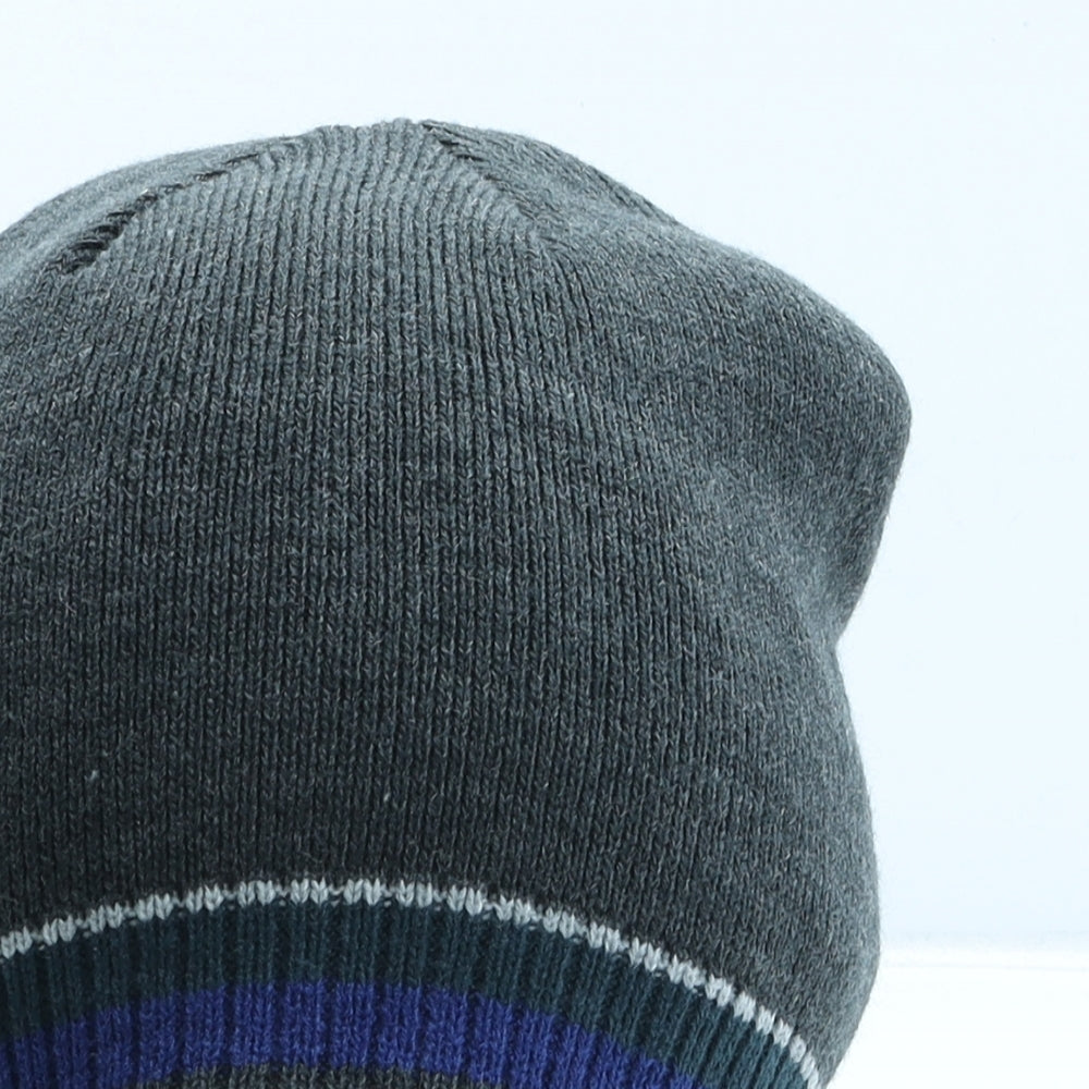 Debenhams Mens Grey Striped Acrylic Beanie One Size