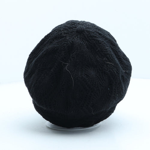 Preworn Womens Black Polyester Peaked Cap One Size