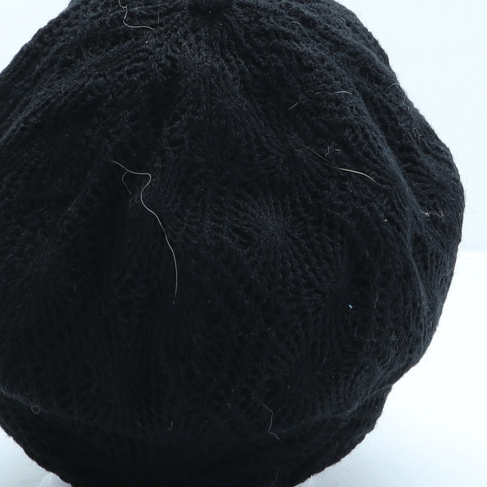 Preworn Womens Black Polyester Peaked Cap One Size