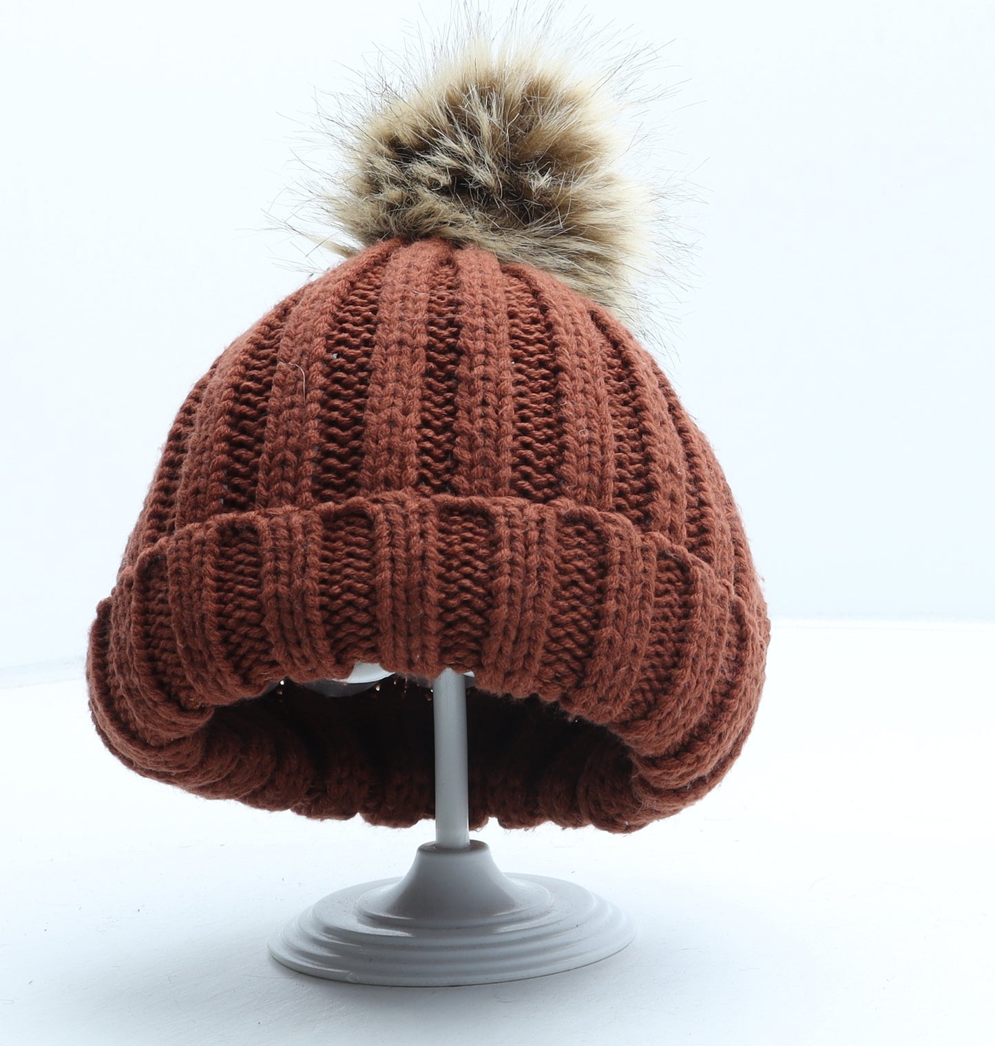 Peacocks Womens Brown Acrylic Bobble Hat One Size