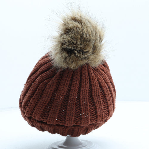 Peacocks Womens Brown Acrylic Bobble Hat One Size