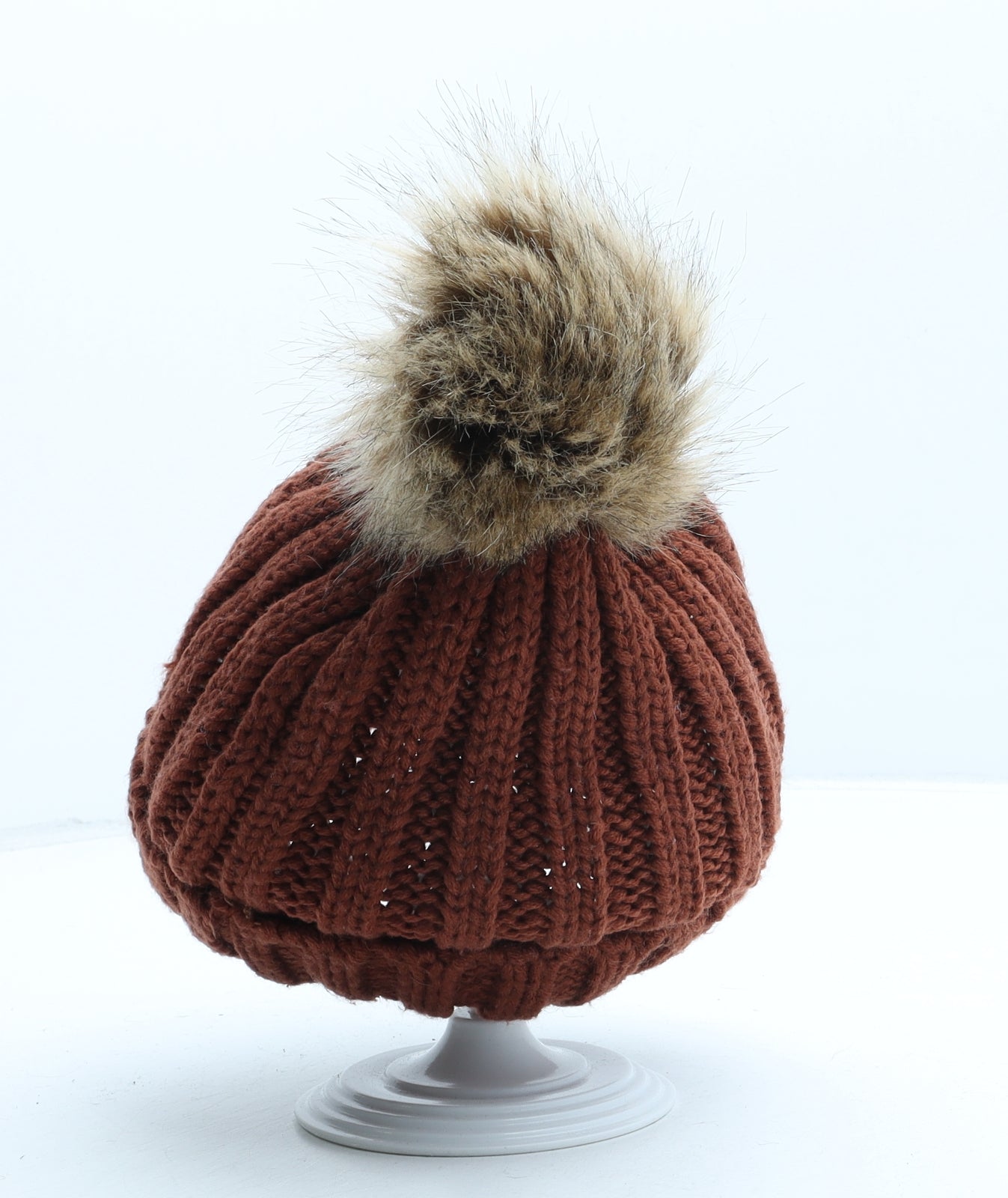 Peacocks Womens Brown Acrylic Bobble Hat One Size