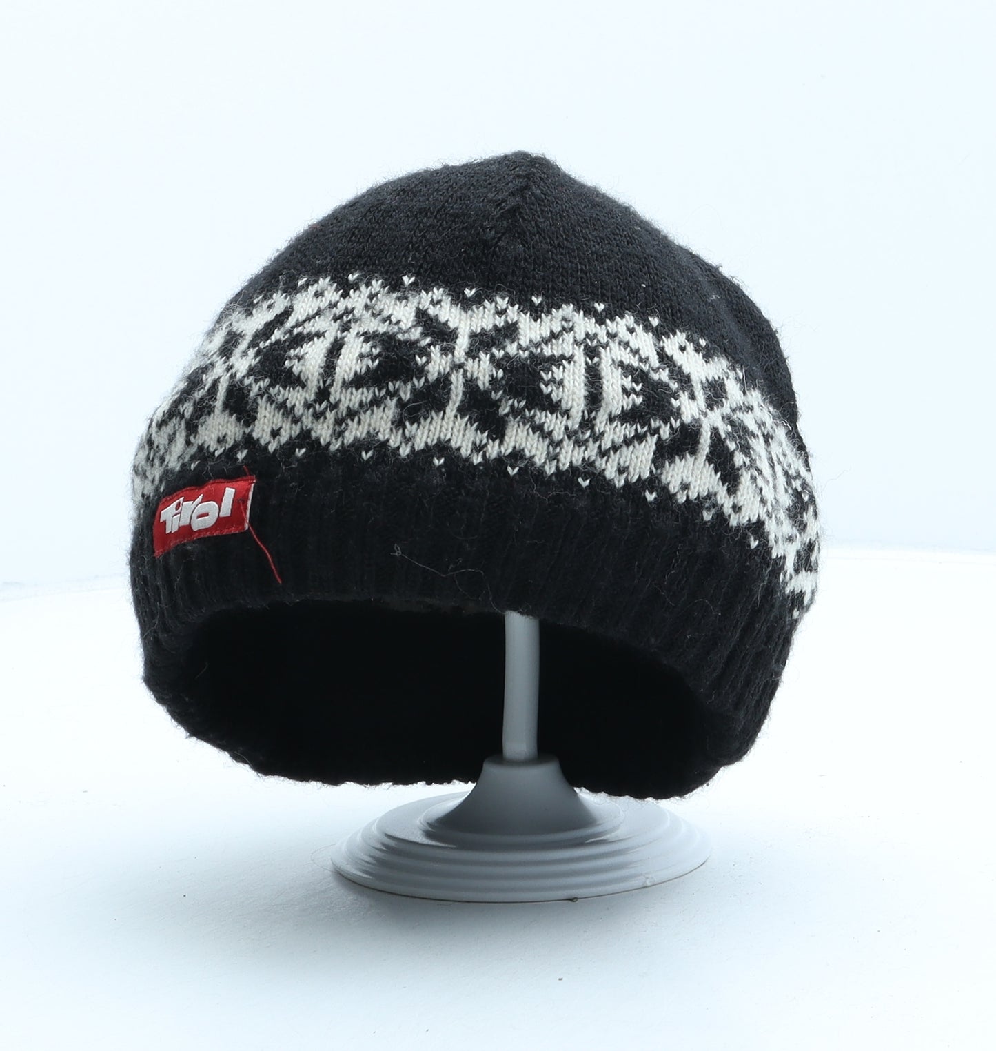 Tirol Boys Black Fair Isle Acrylic Beanie One Size