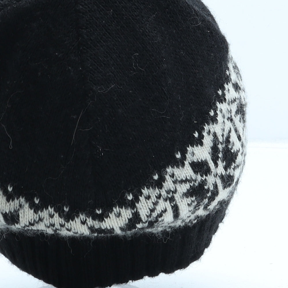 Tirol Boys Black Fair Isle Acrylic Beanie One Size