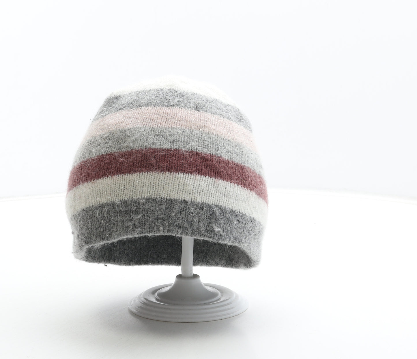 TU Womens Multicoloured Striped Nylon Beanie One Size