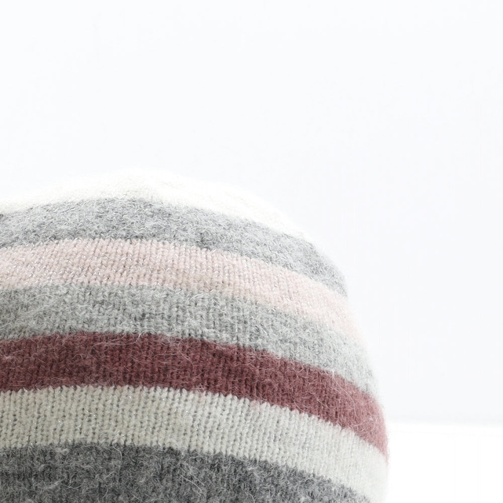 TU Womens Multicoloured Striped Nylon Beanie One Size