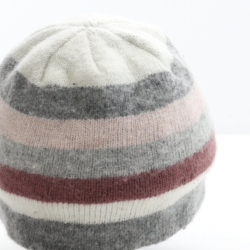 TU Womens Multicoloured Striped Nylon Beanie One Size