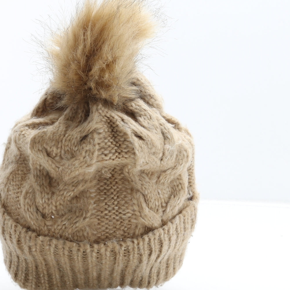 Marks and Spencer Womens Brown Acrylic Bobble Hat One Size