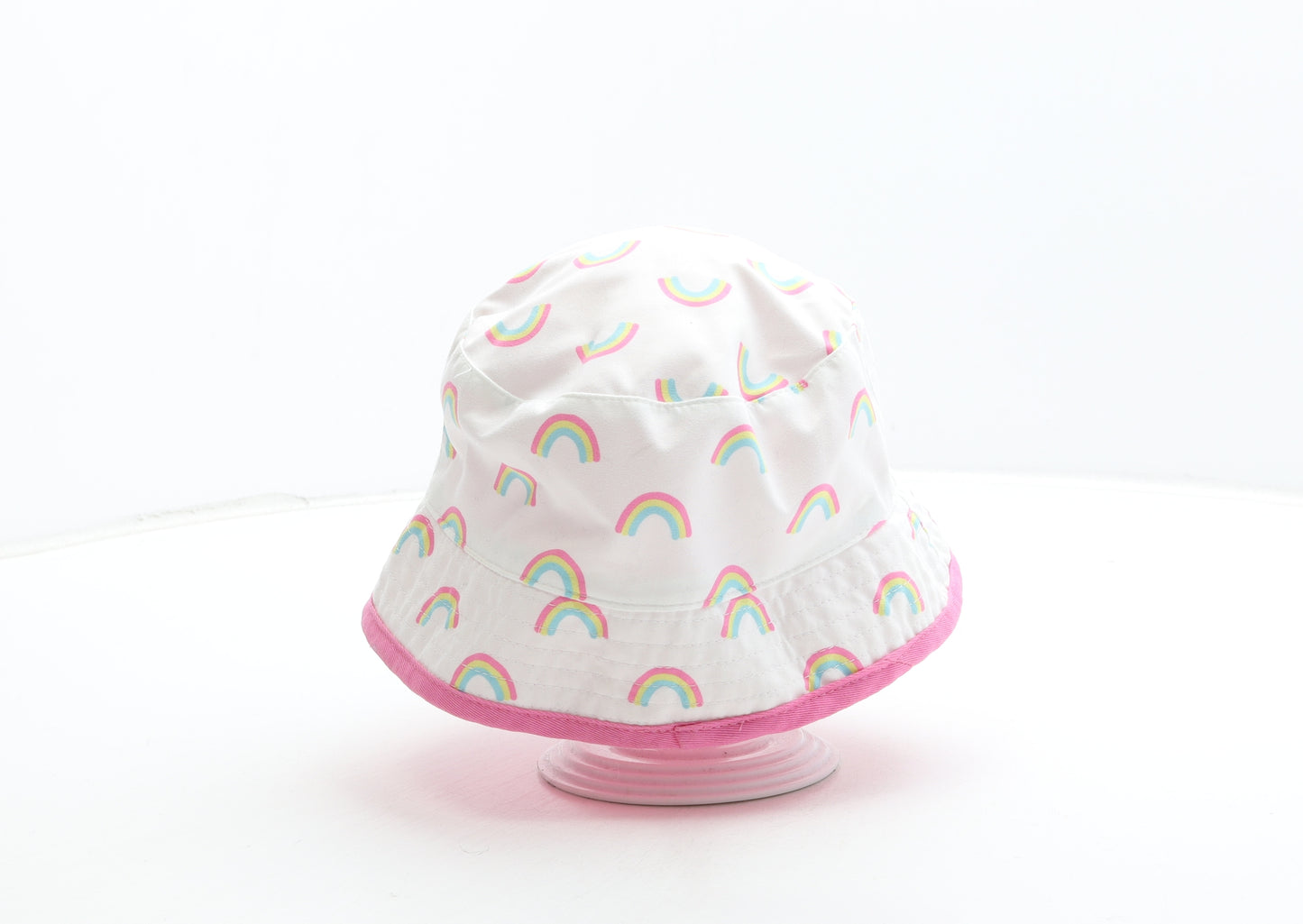 Peppa Pig Girls White Polyester Bucket Hat Size S - Rainbow Detail