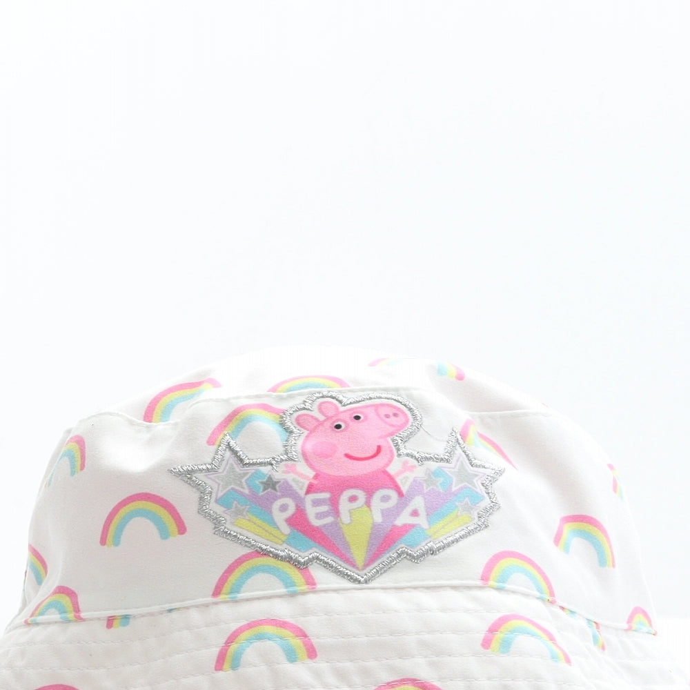 Peppa Pig Girls White Polyester Bucket Hat Size S - Rainbow Detail
