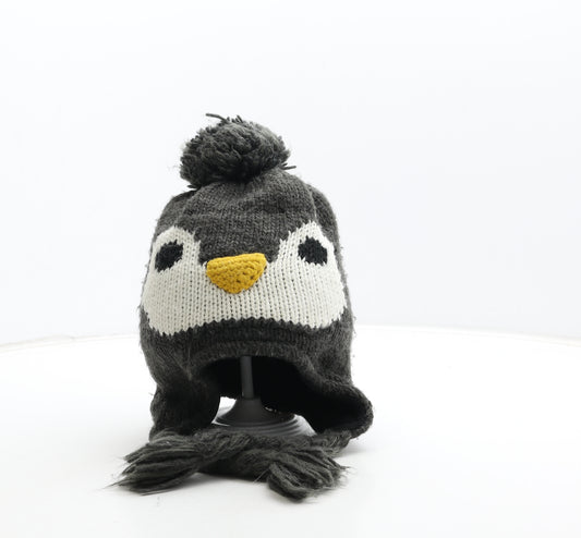 Preworn Boys Grey Acrylic Bonnet Size M - Penguin Detail