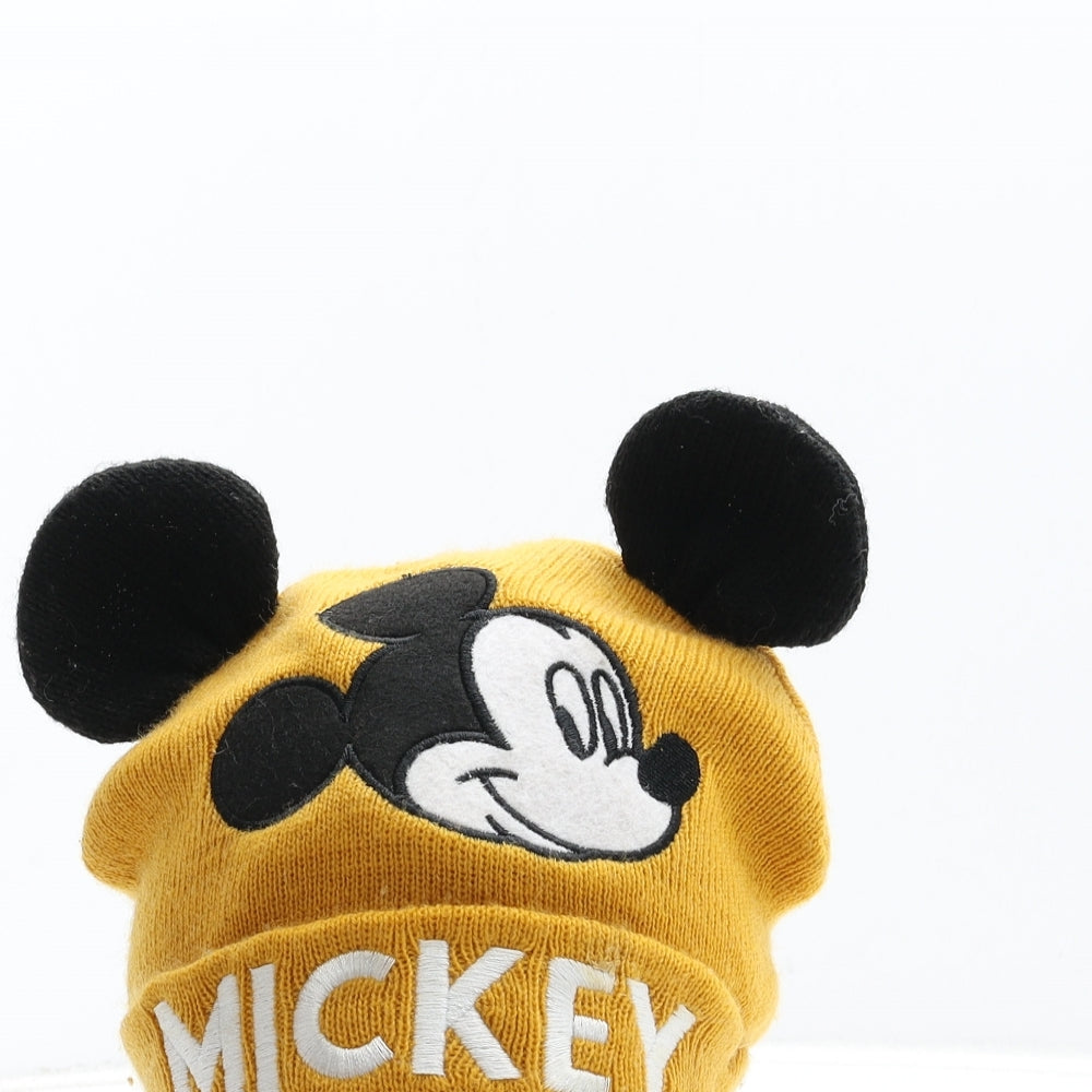 F&F Boys Yellow Acrylic Beanie Size S - Mickey Mouse