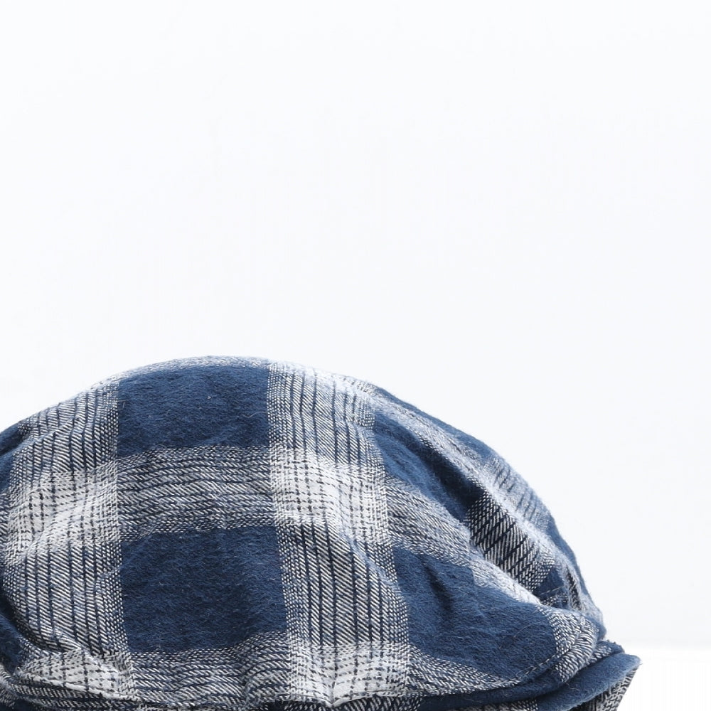 Preworn Boys Blue Plaid Polyester Flat Cap Size S