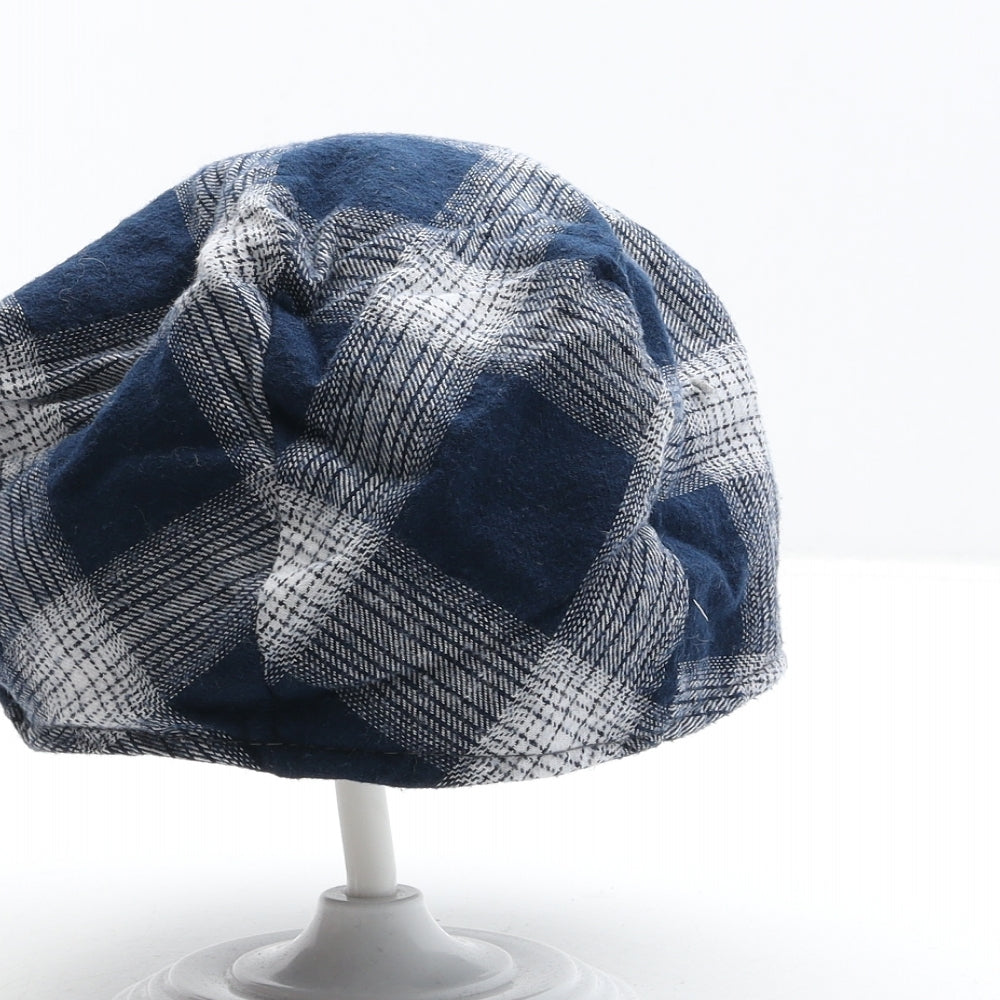 Preworn Boys Blue Plaid Polyester Flat Cap Size S