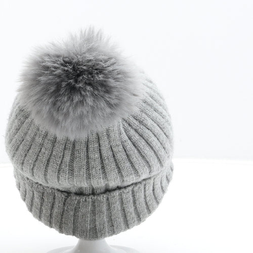 Primark Boys Grey Acrylic Bobble Hat Size M