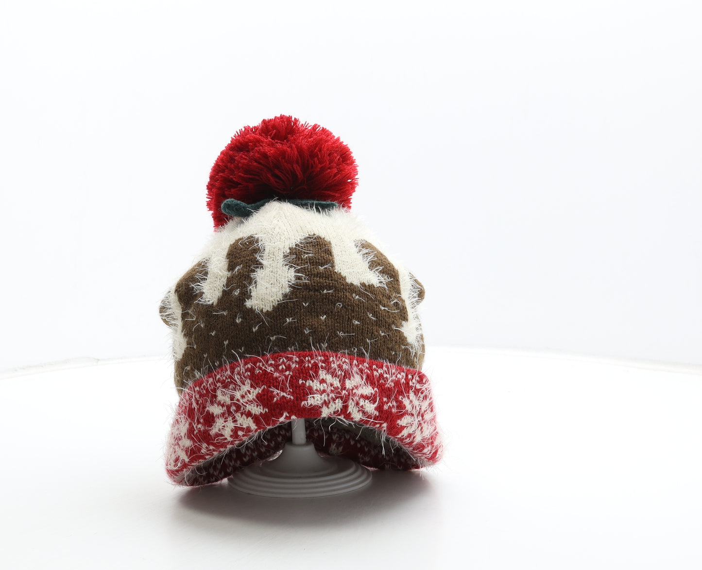 Preworn Womens Multicoloured Fair Isle Acrylic Bobble Hat One Size - Christmas Pudding