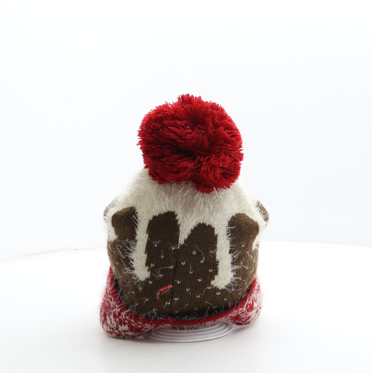 Preworn Womens Multicoloured Fair Isle Acrylic Bobble Hat One Size - Christmas Pudding