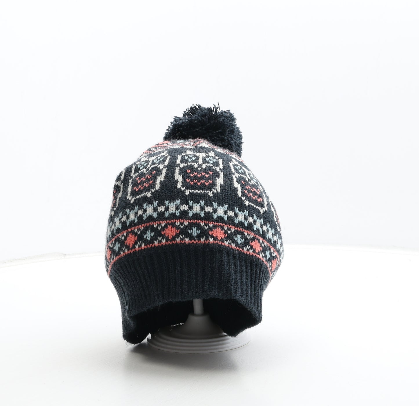 Peacocks Womens Multicoloured Fair Isle Acrylic Bobble Hat One Size - Owl Detail