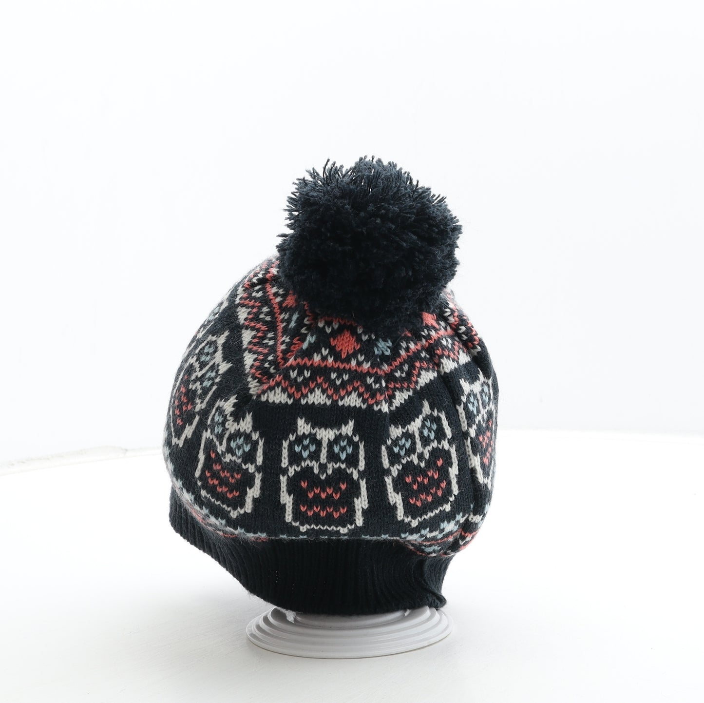 Peacocks Womens Multicoloured Fair Isle Acrylic Bobble Hat One Size - Owl Detail