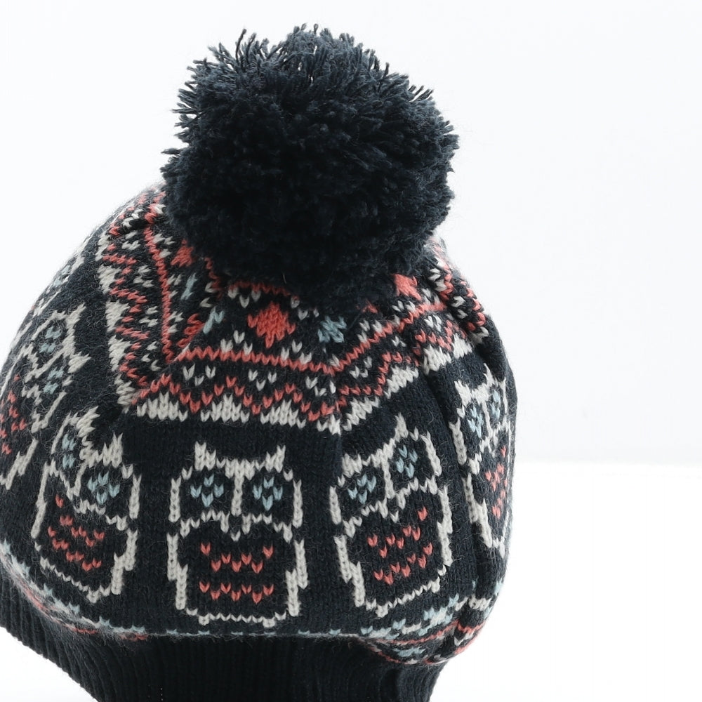 Peacocks Womens Multicoloured Fair Isle Acrylic Bobble Hat One Size - Owl Detail