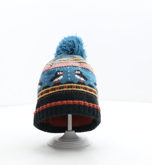 Preworn Boys Multicoloured Fair Isle Acrylic Bobble Hat One Size - Penguin Detail