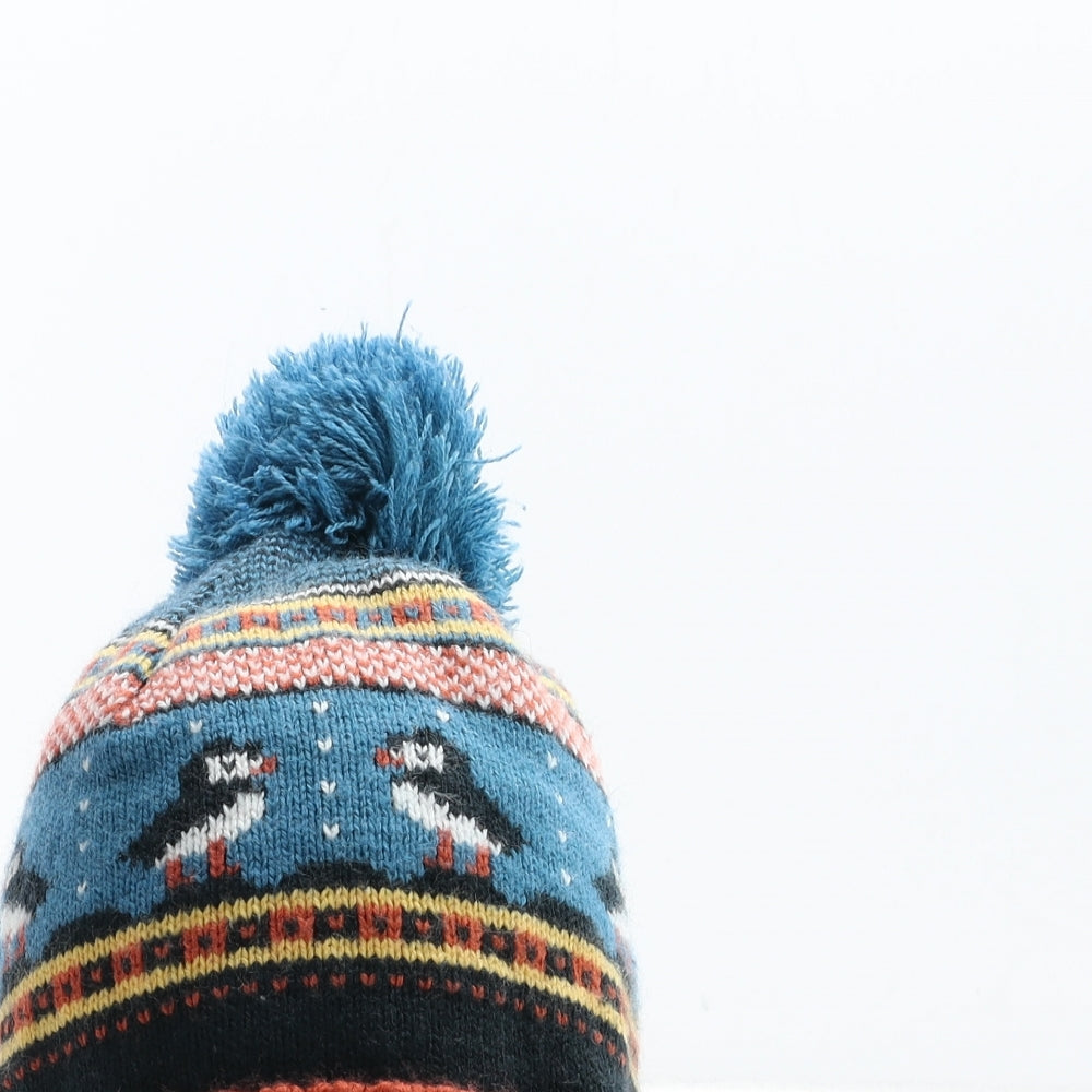 Preworn Boys Multicoloured Fair Isle Acrylic Bobble Hat One Size - Penguin Detail