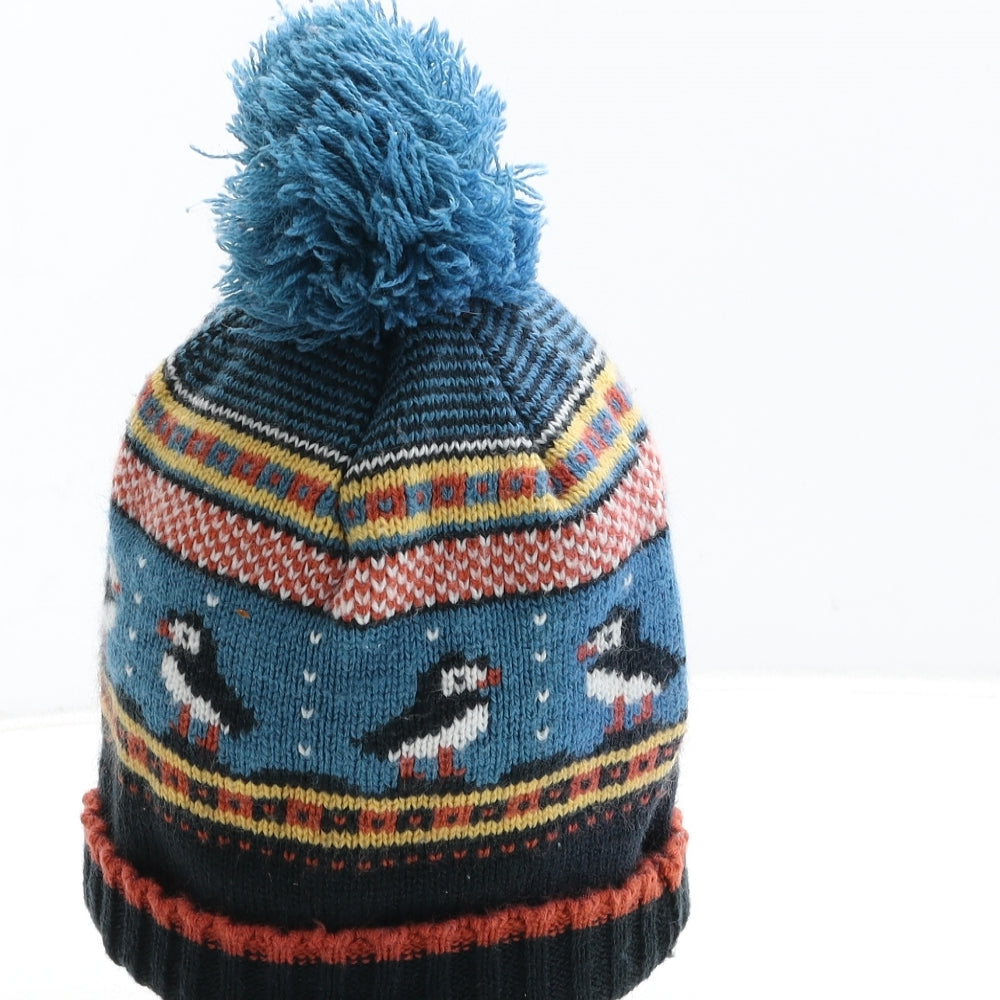 Preworn Boys Multicoloured Fair Isle Acrylic Bobble Hat One Size - Penguin Detail