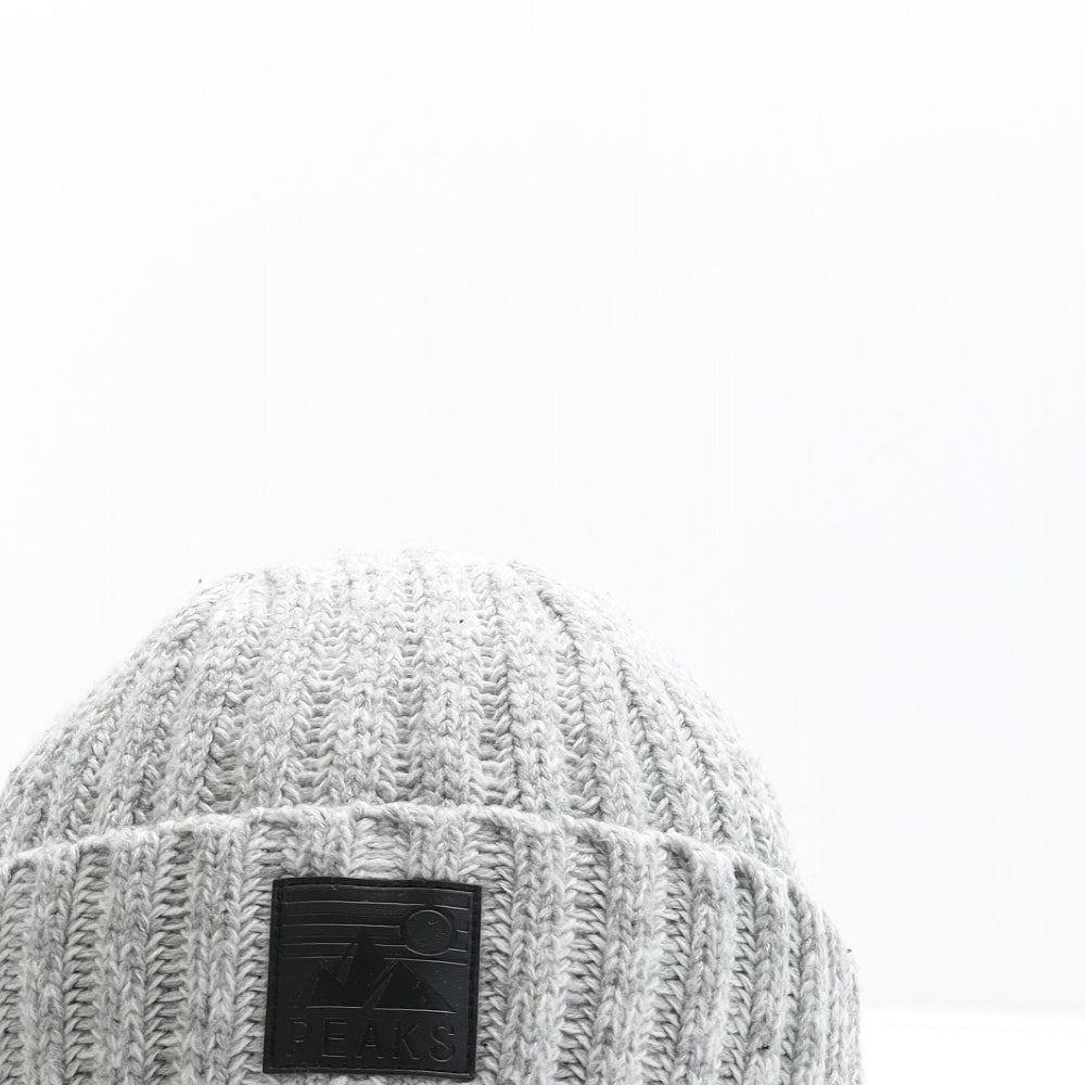 PEP&CO Mens Grey Acrylic Beanie One Size