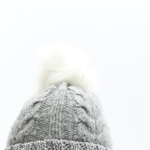 Primark Womens Grey Acrylic Bobble Hat Size M