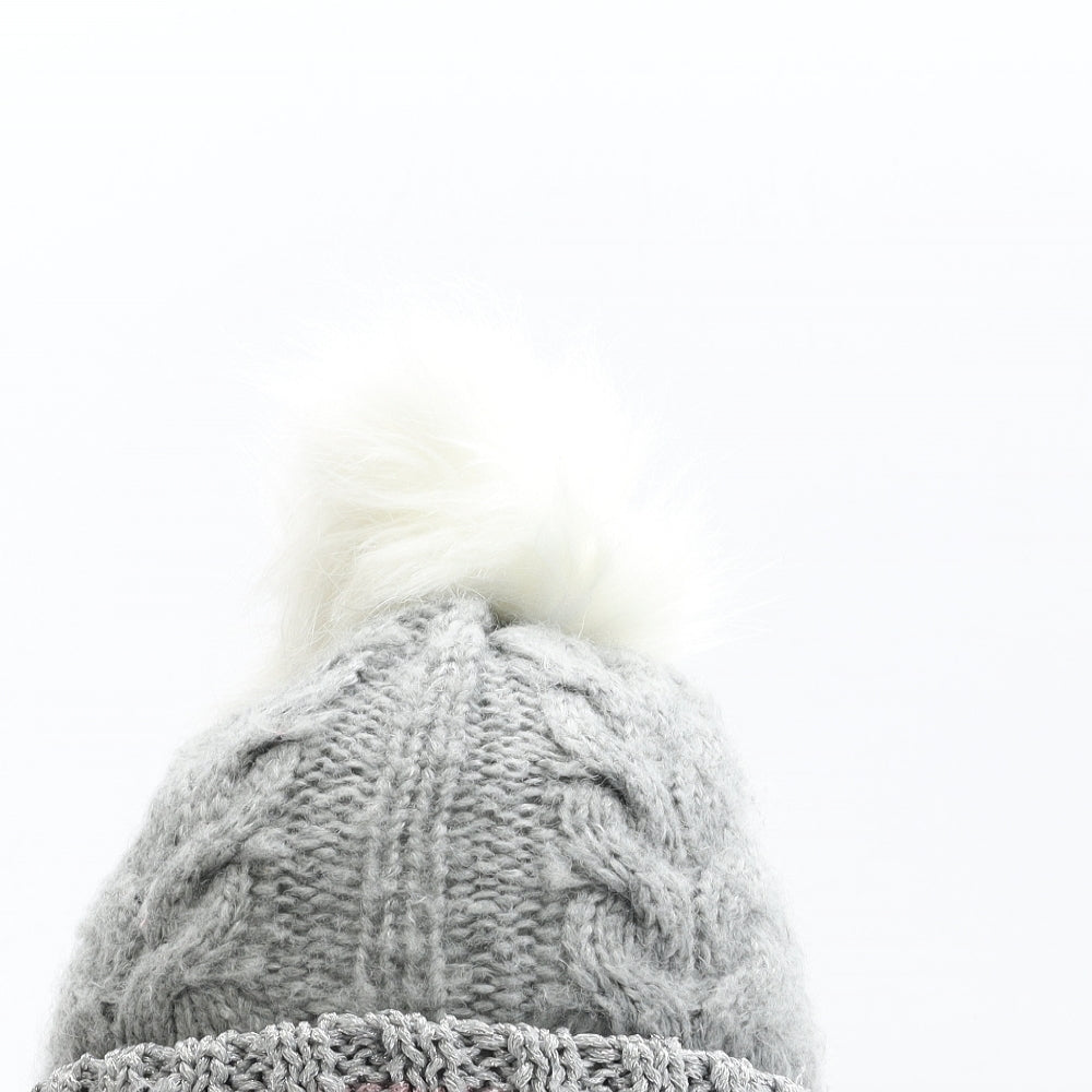 Primark Womens Grey Acrylic Bobble Hat Size M
