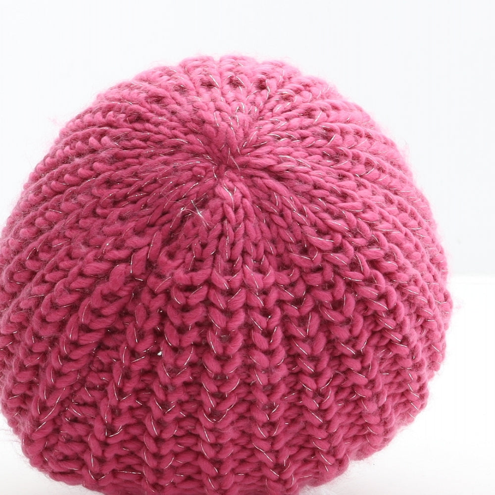 Preworn Womens Pink Acrylic Beanie One Size