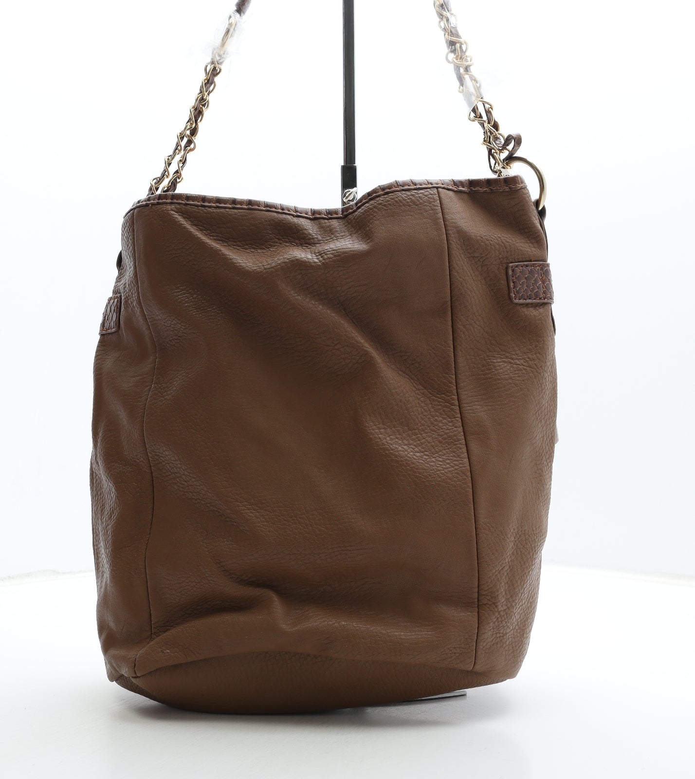Together Womens Tan Polyurethane Top Handle Bag Size Medium