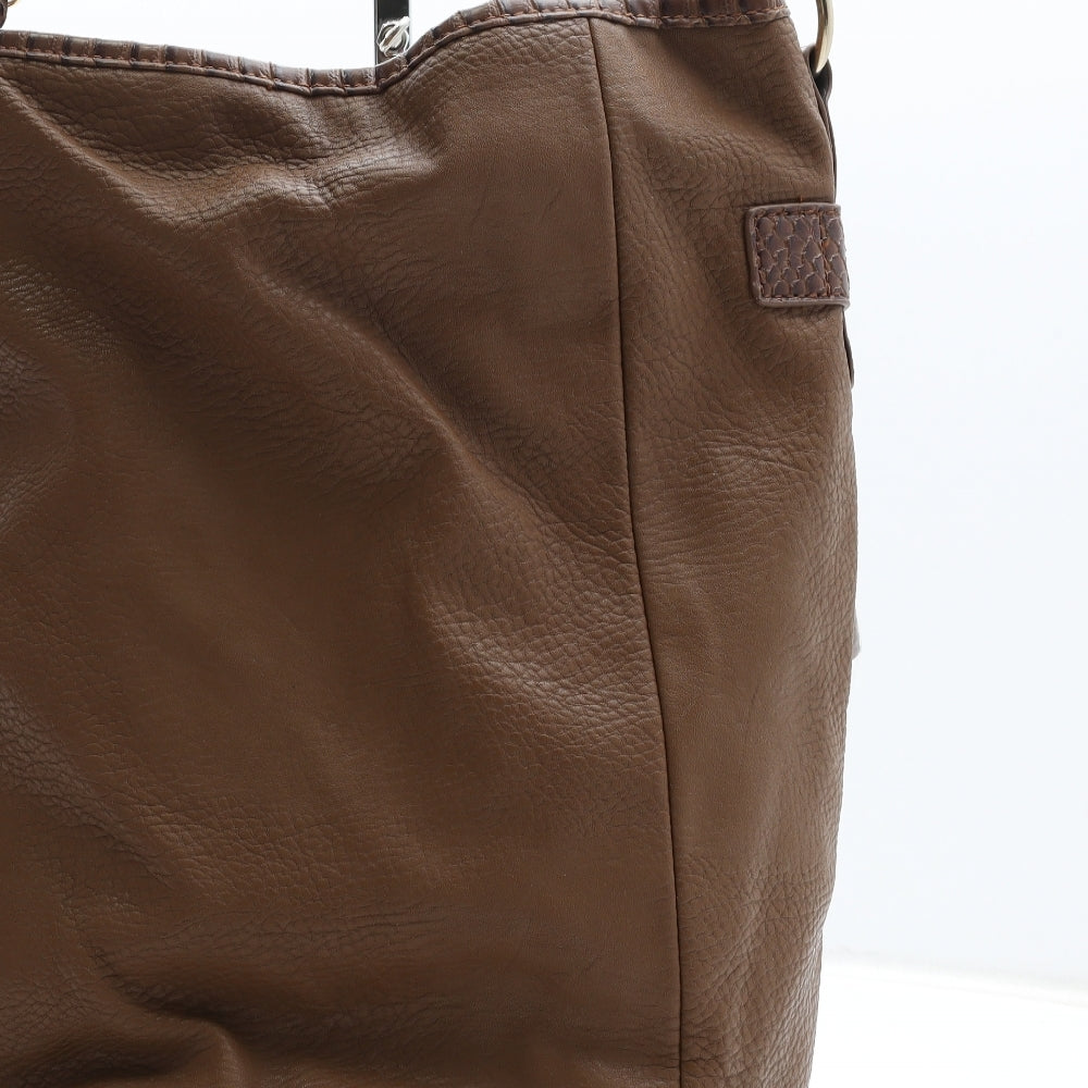 Together Womens Tan Polyurethane Top Handle Bag Size Medium
