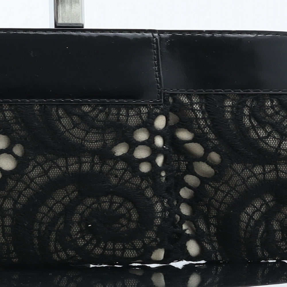 Karen Millen Womens Black Geometric Wool Clutch Size Small
